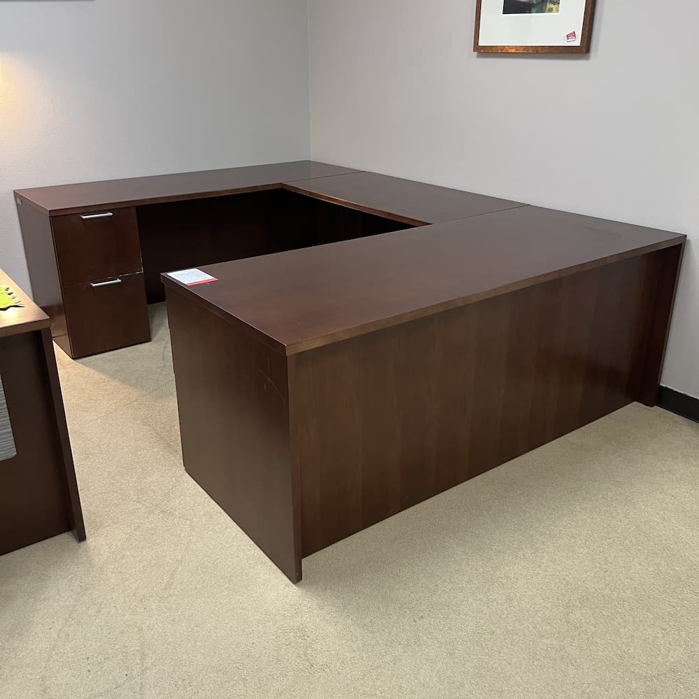 walnut Paoli veneer wood u-desk left return use furniture office