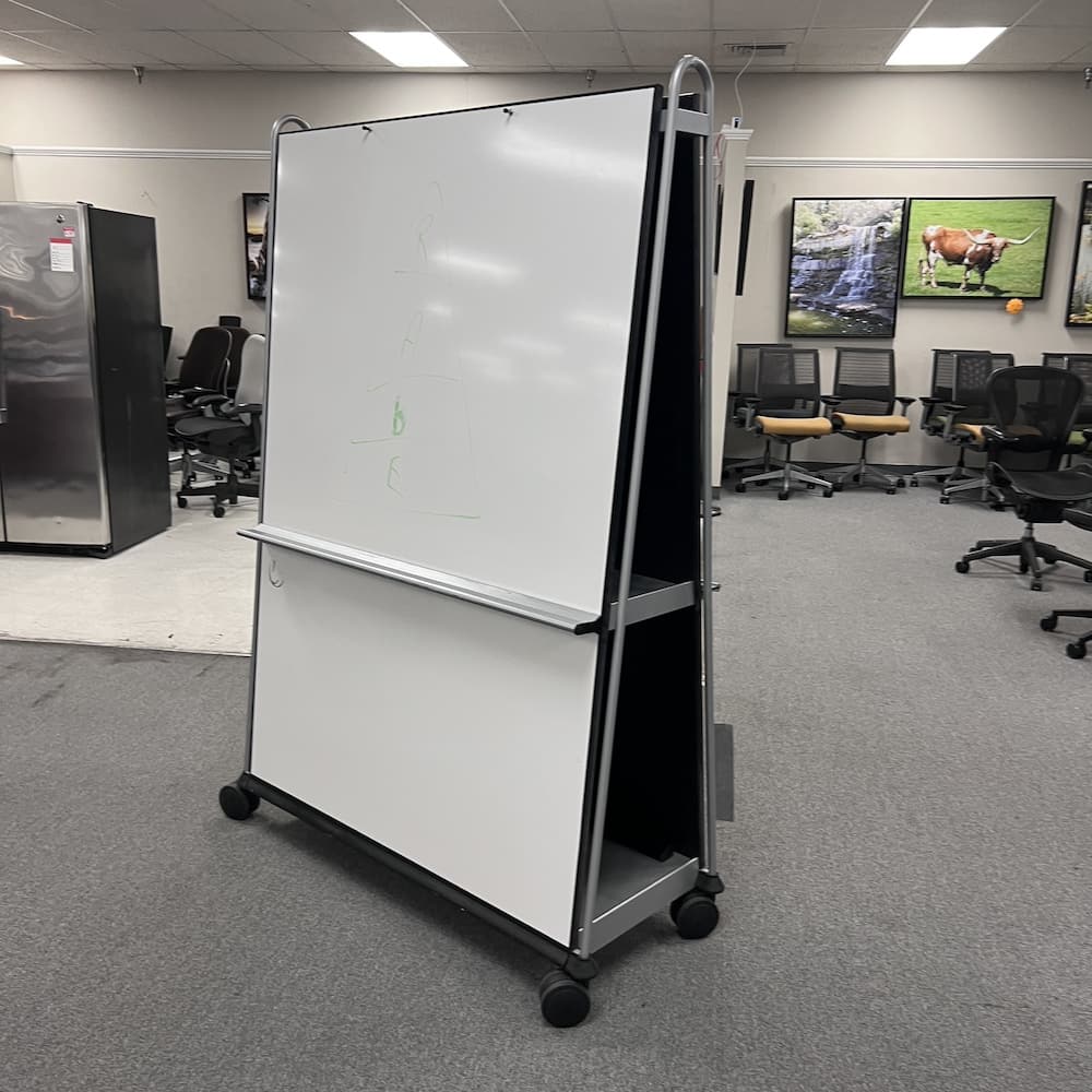 white dry erase rolling easel a frame presentation board used furniture office