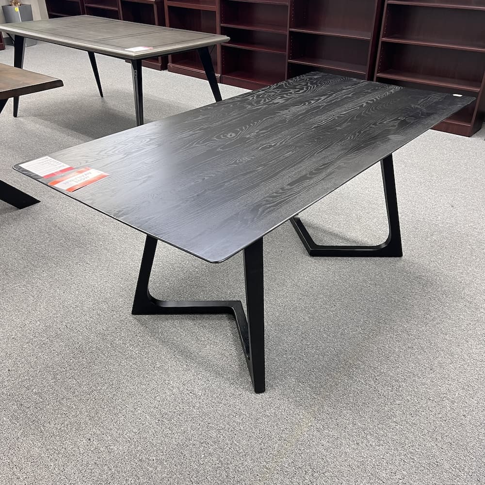 black veneer wood rectangle table for conference dining or desk