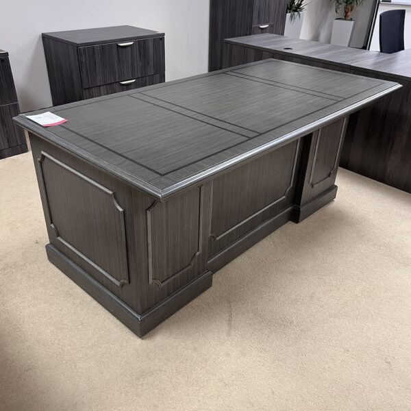 grey veneer traditional desk executive abbey collection double pedestal