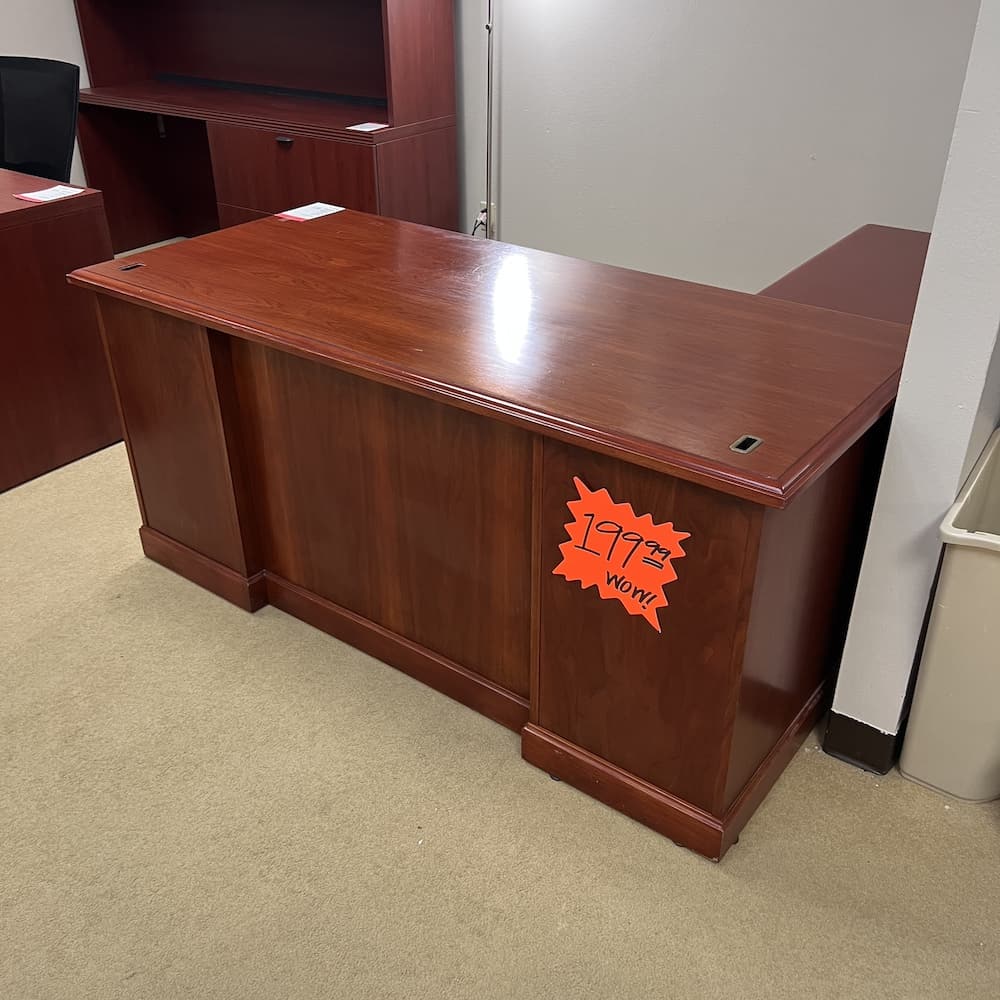 Kimball l-desk left return used office furniture executive traditional