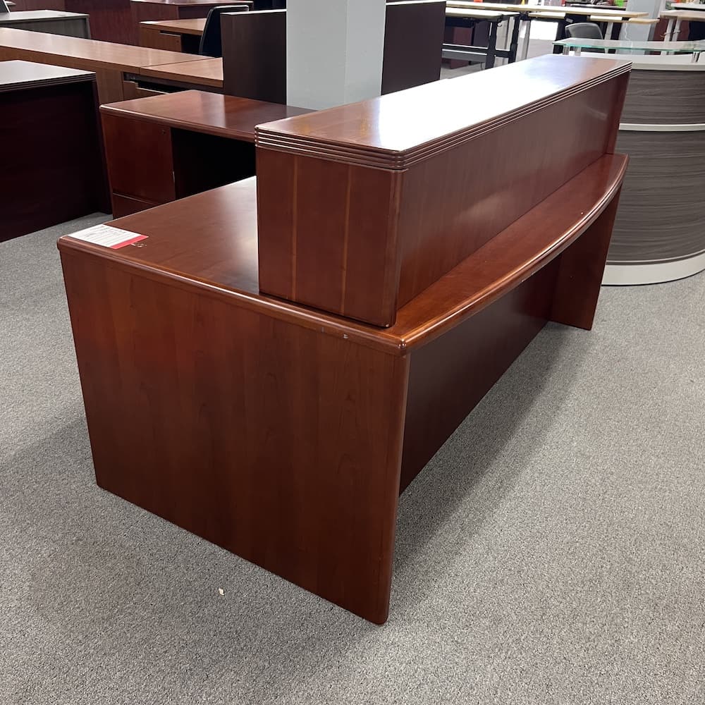 Reception L-desk left return with transaction top veneer wood used office furniture lobby